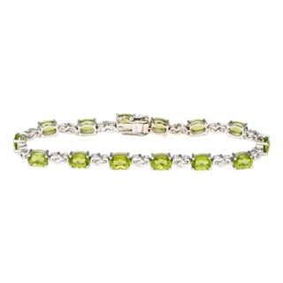 14KW Peridot(11.76) & Diamond(.20) Bracelet For Sale