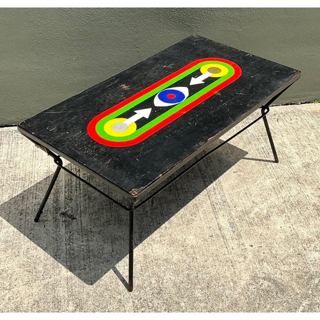 Vintage Geometric Painted Wood Table For Sale - Image 13 of 18