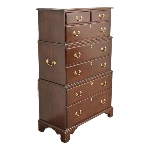 Harden Georgian Solid Cherry Wood Seven-Drawer Highboy Dresser For Sale