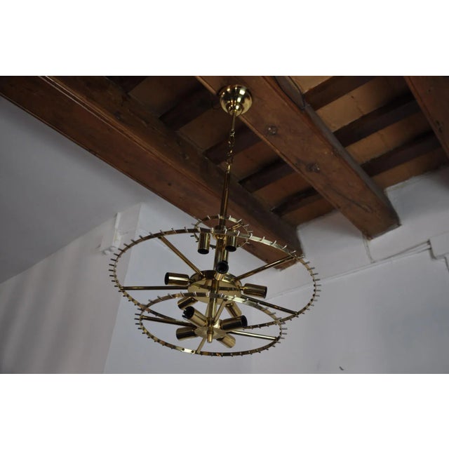 Gold German 3 Tiers Chandelier from Kinkeldey, 1970 For Sale - Image 8 of 9