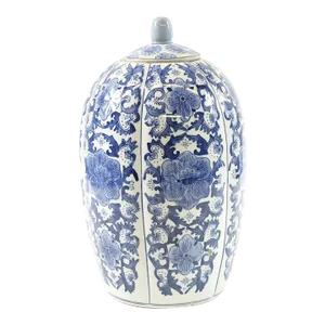 18th Century Chinese Blue and White Covered Jar Marked on the Bottom
