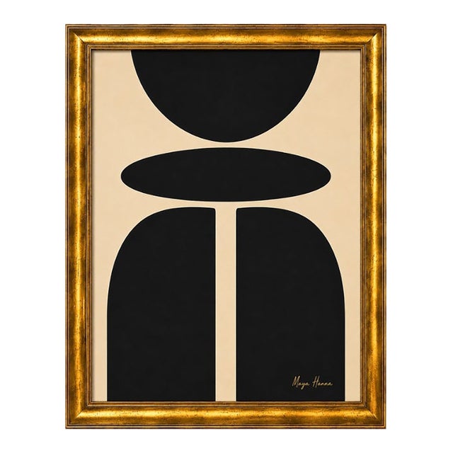 Quiet Monument — Mid-Century Inspired Abstract Acrylic Painting by Bryan Boomershine, Framed For Sale