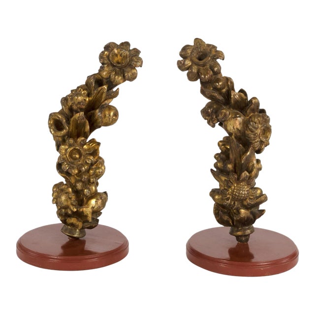 18th Century Italian Carved Giltwood Fruit & Flower Architectural Elements - A Pair For Sale