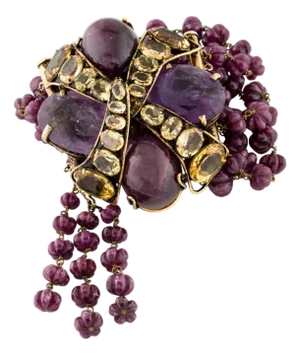 21st Century Iradj Moini Cuff Bracelet Ruby Carved Melon Citrine Topaz Gold Plated