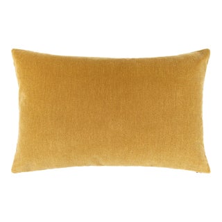 Scalamandre 22" x 14" Tudor Velvet Lumbar Pillow in Brass For Sale