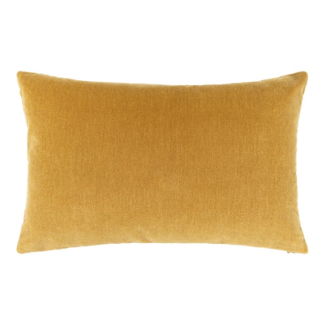 Scalamandre 22" x 14" Tudor Velvet Lumbar Pillow in Brass For Sale