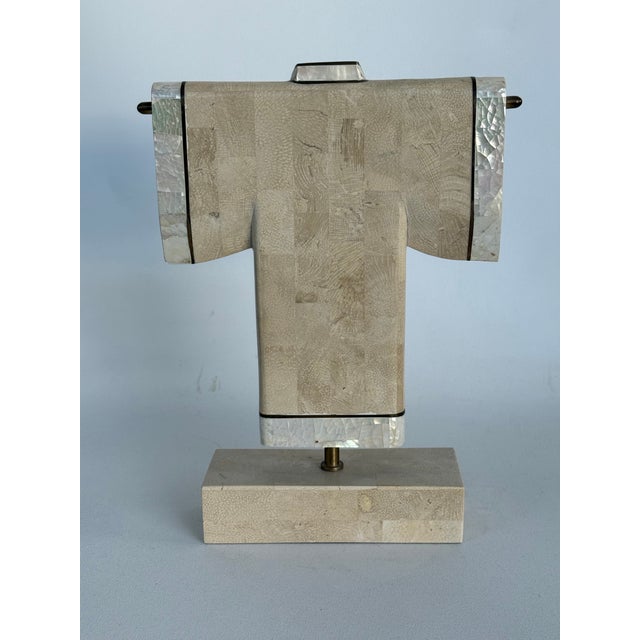 Vintage 1980's Tessellated Stone & Brass Decorative Kimono Sculpture by Maitland Smith For Sale - Image 10 of 11