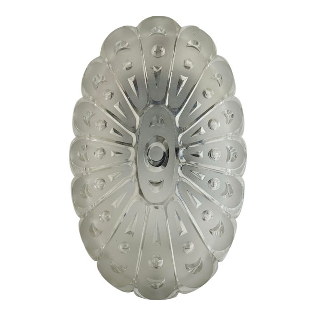 Vintage Midcentury German Oval Art Glass Wall Sconce For Sale