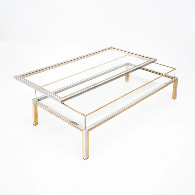 Modernist Chrome and Brass Coffee Table by Maison Charles For Sale In Austin - Image 6 of 9