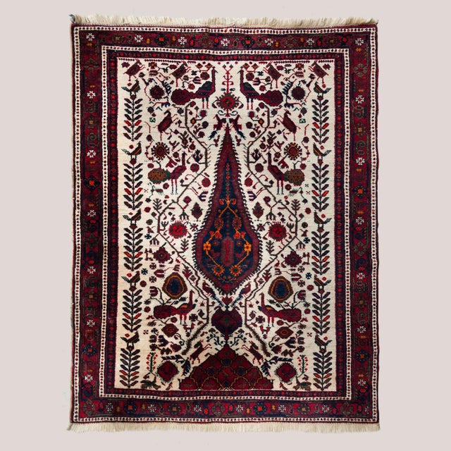 Red Vintage Hand-Knotted Rug with Tree of Life Design, 1960s For Sale - Image 8 of 8