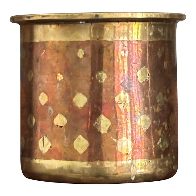 Antique 19thC India Ganga Jamuna Copper Brass Inlay Cup For Sale
