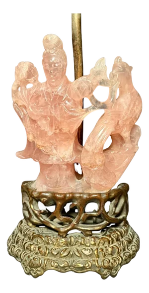 Late 19th Century Gilt Bronze Mounted Rose Quartz Lamp, circa 1890