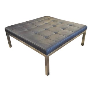 American Leather for Room & Board Ravella Smoke Leather Ottoman For Sale