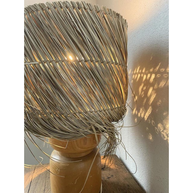 Vintage Wood and Straw Lamp, 1950s For Sale - Image 15 of 18
