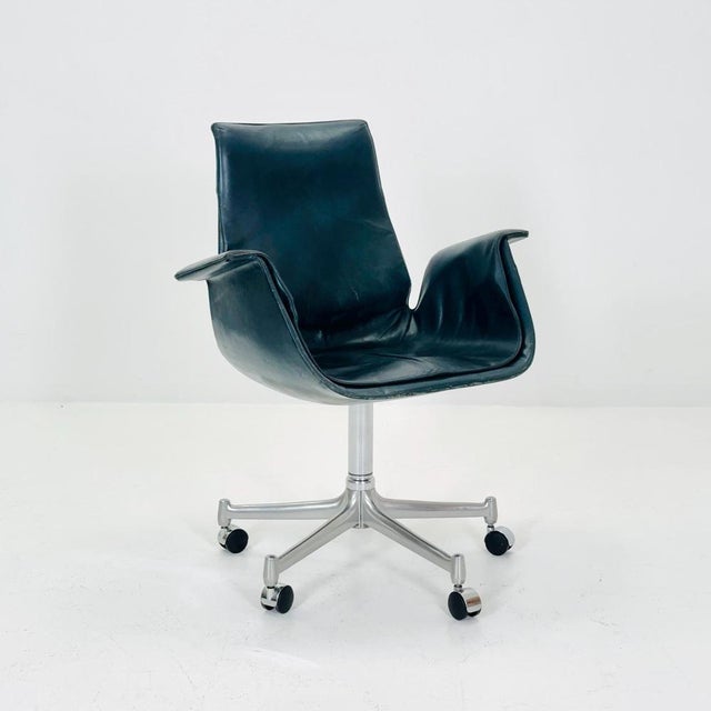 Mid-Century Dark Green Model 6727 Tulip Desk Chair by Preben Fabricius & Jørgen Kastholm for Walter Knoll, 1960s For Sale - Image 5 of 12