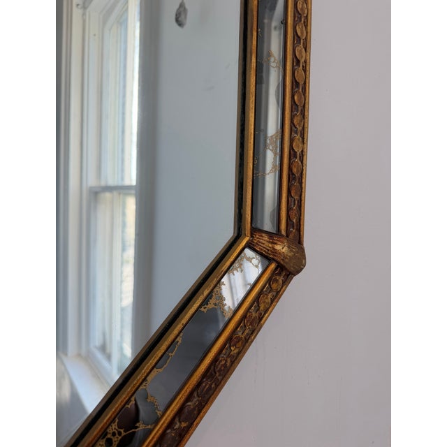 Glass Vintage Large Octagonal Mirror For Sale - Image 7 of 7