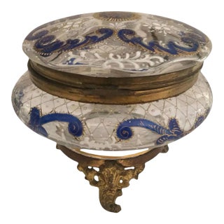 Antique French Glass and Enamel Dresser Box For Sale