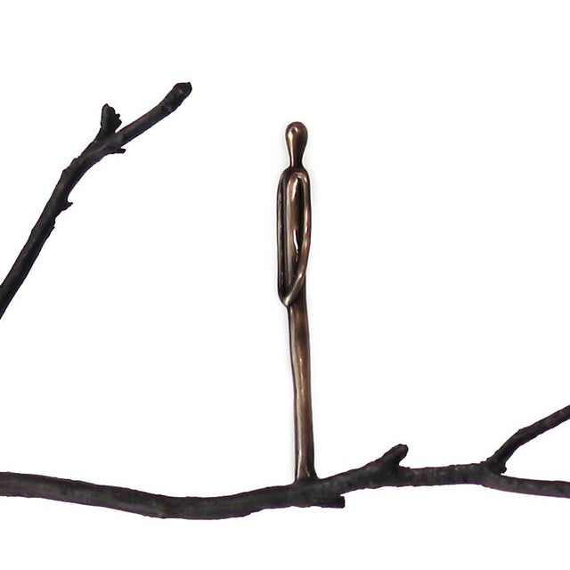 Figurative Graft Eh8 - Abstract Figurative Wall Sculpture - Tree Branch and Bronze Figures Original Artwork by Jennyfer Stratman For Sale - Image 3 of 8