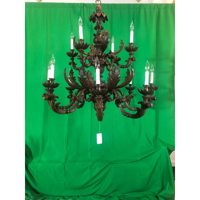 Vintage Italian Hand Carved 2 Tier Chandelier With 12 Lights For Sale - Image 13 of 13