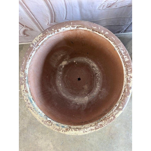 Mid 20th Century Pair of Large 20th Century Pitted Limestone-Finish Terra Cotta Planters For Sale - Image 5 of 14