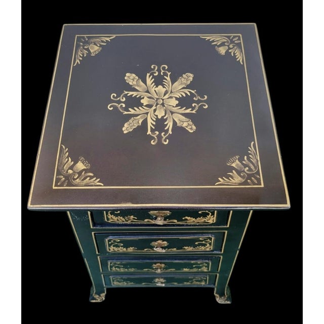 Black and Gold 4 Drawer Pyramid Graduated Dorothy Draper Style Hollywood Regency Side Tables- a Pair For Sale - Image 12 of 13