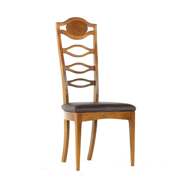 Mid 20th Century Young Manufacturing Mid Century Walnut and Burlwood Dining Chairs - Set of 6 For Sale - Image 5 of 12