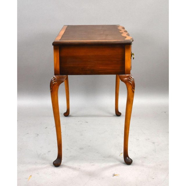 Antique Queen Anne Style Walnut Writing Table, 1919 For Sale - Image 3 of 9