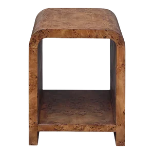 Matthew Izzo Home Putnam Dark Burl Wood Waterfall Edge Side Table
