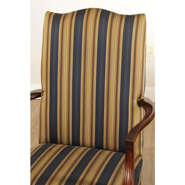 1980s Chippendale Style Mahogany Custom Upholstered Library Arm Chair For Sale - Image 11 of 13