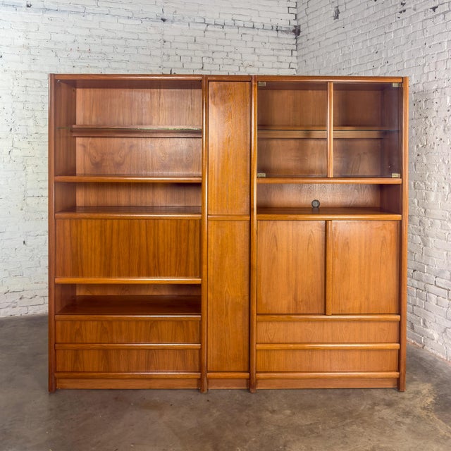 Mid to Late 20th Century Scandinavian Modern Teak 3 Piece Display Cabinet or Storage Unit Lighted For Sale - Image 4 of 18
