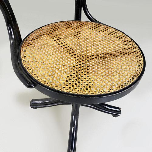 Wood French Black Wood and Vienna Straw Swivel Chair, 1900s For Sale - Image 7 of 10