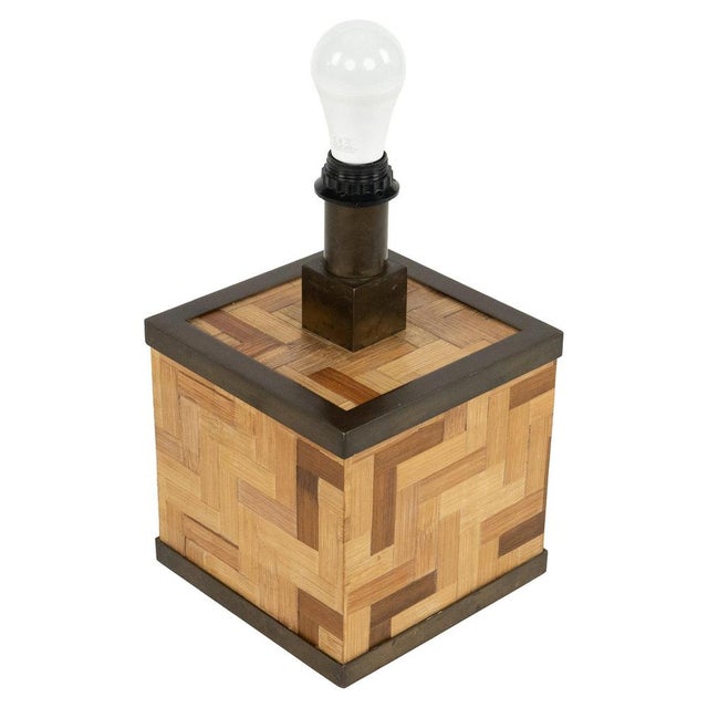 Mid-Century Bamboo and Brass Table Lamp attributed to Tommaso Barbi, Italy, 1970s For Sale - Image 13 of 13