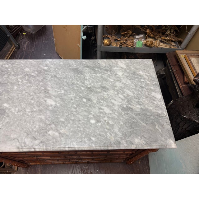 Late 19th Century 19th-C. French Aesthetic Movement Faux Bamboo Gray Marble Top Chest Commode For Sale - Image 5 of 7