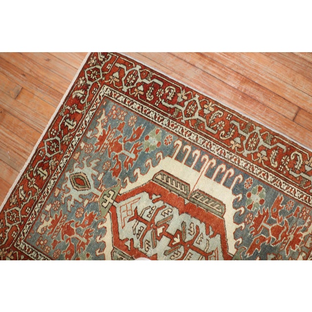 Early 20th Century Zabihi Collection Square Antique Heriz Rug - 3'4" x 4'1" For Sale - Image 5 of 7