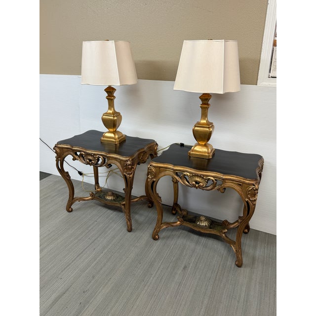 Traditional Baker Knapp & Tubbs Giltwood Table Lamps, Pair For Sale - Image 3 of 12