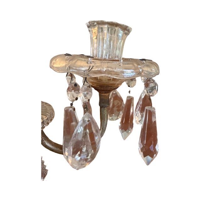 Early 20th Century Antique Victorian Pressed Glass Three-Arm Girandole Candelabra For Sale - Image 5 of 14