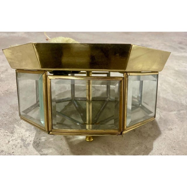Mid 20th Century Vintage Hollywood Regency Style Solid Brass Ceiling Light Flush Mount For Sale - Image 5 of 7