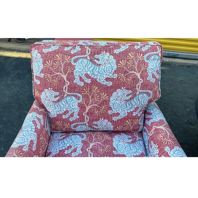Mid-Century Regency Style Chaise Lounge W/ New Chinoiserie Tiger Upholstery For Sale - Image 9 of 12
