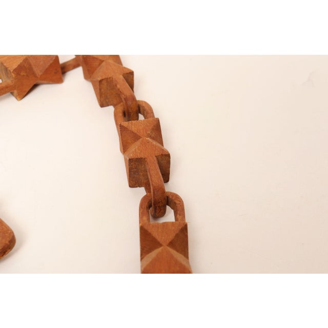 Brown Vintage Folk Art Hand-Carved Bow Tie Whimsy Chain For Sale - Image 8 of 12