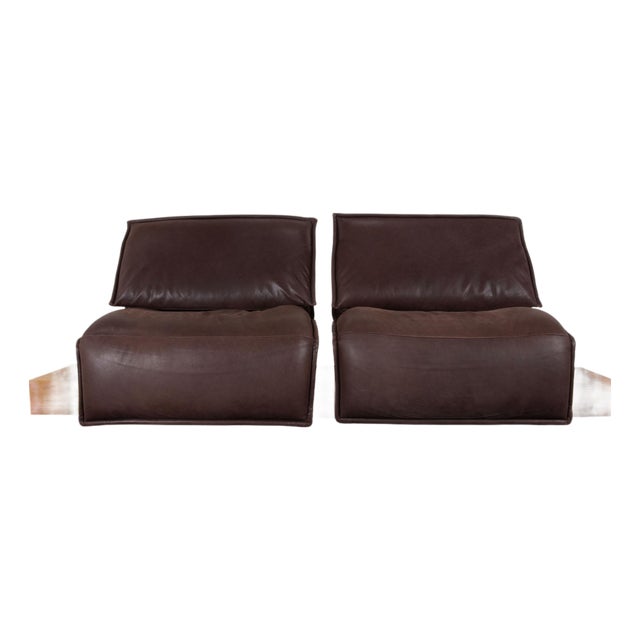 Koinor Free Motion Edit 3 Leather Two-Seater Brown Electric Function Sofa For Sale