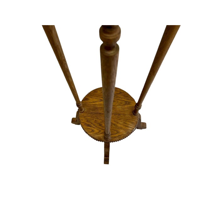 Brown Antique Oak Pedestal Plant Stand, 1890s For Sale - Image 8 of 13
