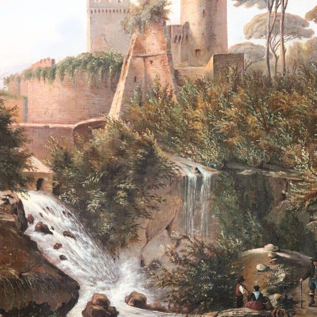 M.G., Landscape with Castle, 18th Century, Oil Painting on Canvas, Framed For Sale - Image 16 of 18