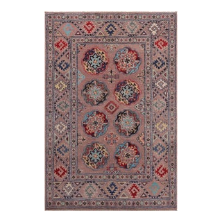 Tribal Kazak Light Purpl/Light Purpl Wool Rug - 3'4''x5'0'' For Sale