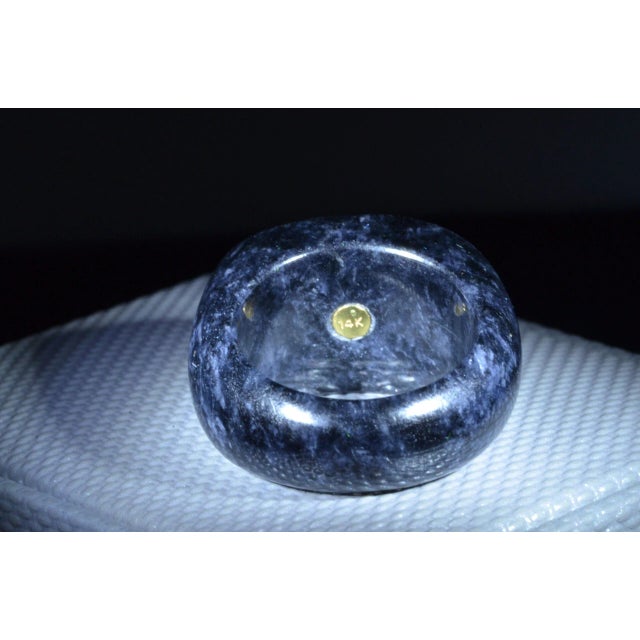 The Saratoga: Interesting Hardstone Ring with Blue Topaz & Diamonds For Sale - Image 4 of 7