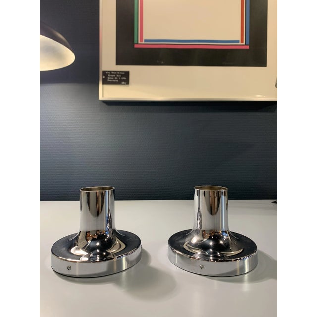 Space Age Chrome Wall Lights, Set of 2, in Flawless conditions. Designed 1960 to 1969 Up to 250V (Europe/UK Standard).The...