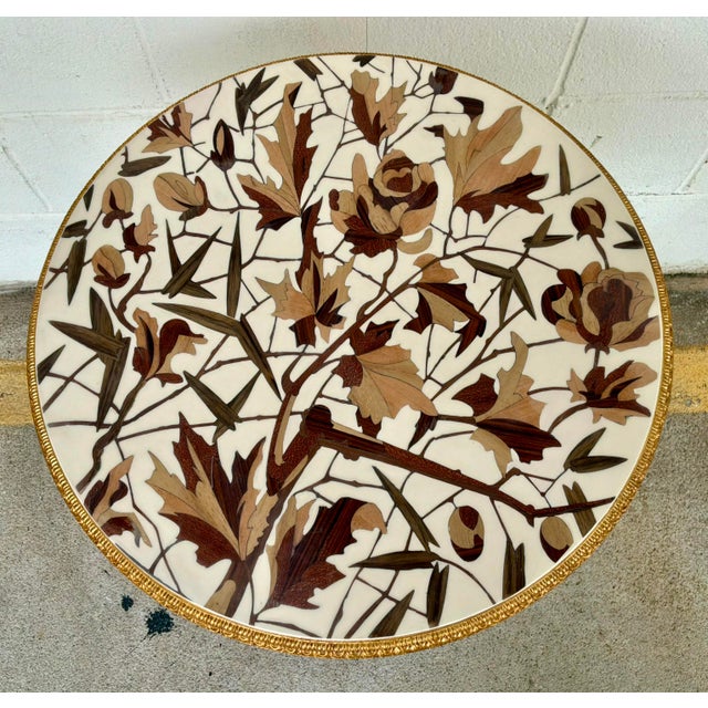 Neoclassical Jonathan Charles Neoclassical Mahogany Parquetry Trianon Accent Table For Sale - Image 3 of 4