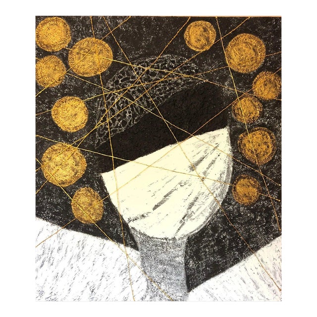 'The Power of the Money' Oversized Contemporary Abstract Black, White and Gold Mixed-Media Painting by Diane Grant For Sale