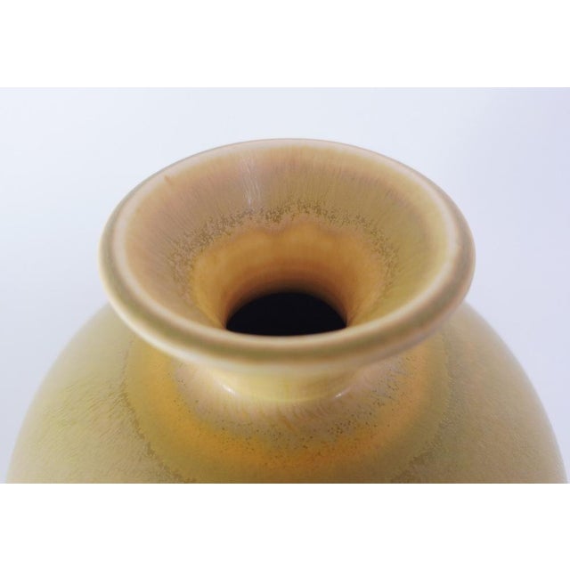 Round Vase with Yellow Hares Fur Glaze by Berndt Friberg for Gustavsberg, 1977 For Sale - Image 10 of 13