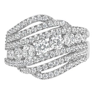 .925 Sterling Silver 2.00 Cttw Lab Grown Diamond Cluster Band Ring - Size 8 For Sale
