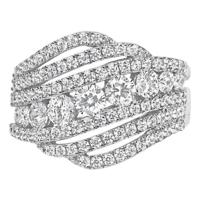 .925 Sterling Silver 2.00 Cttw Lab Grown Diamond Cluster Band Ring - Size 8 For Sale